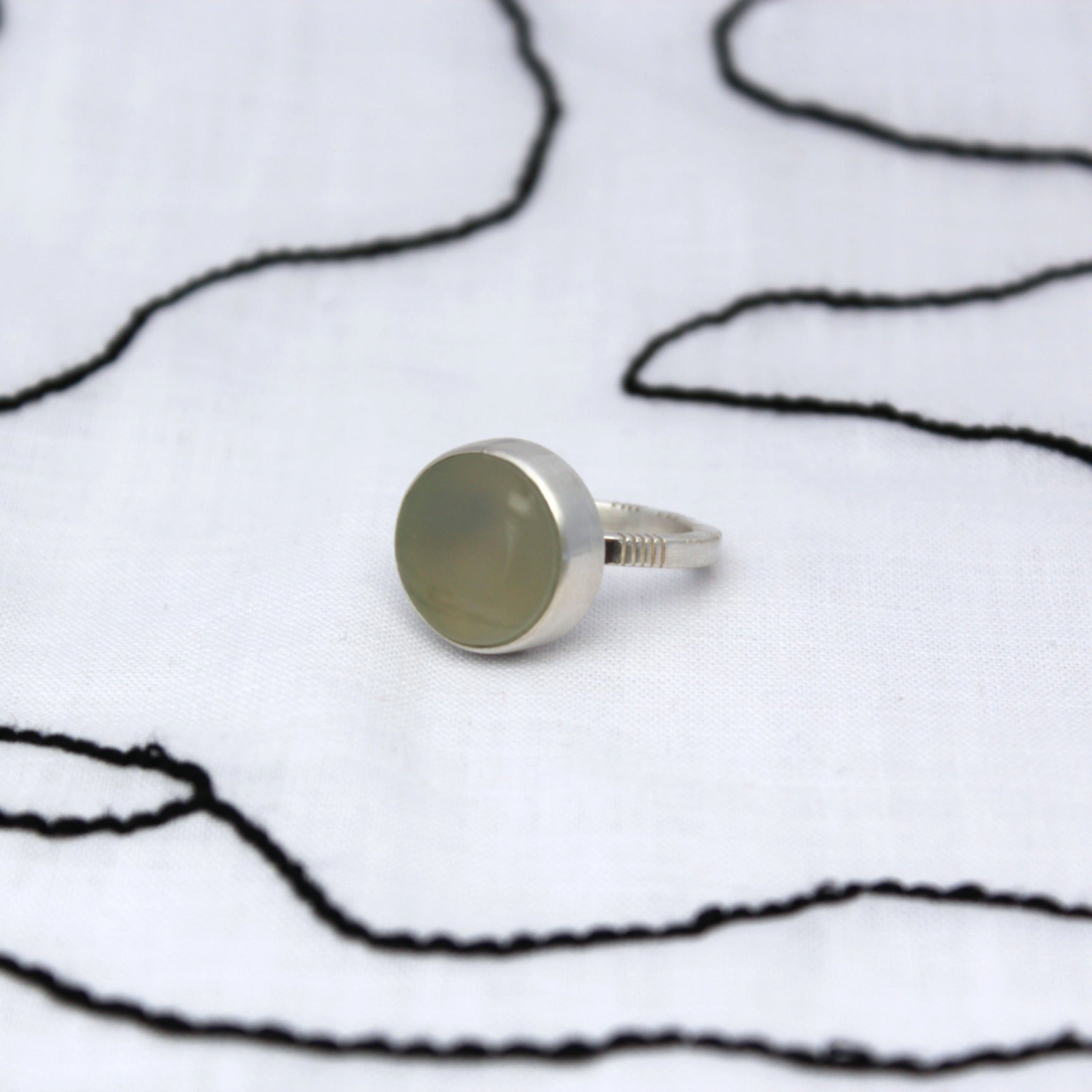 Stone Ogham ring  - Chalcedony