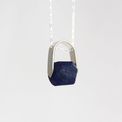 Lapis Lazuli silver horseshoe pendant