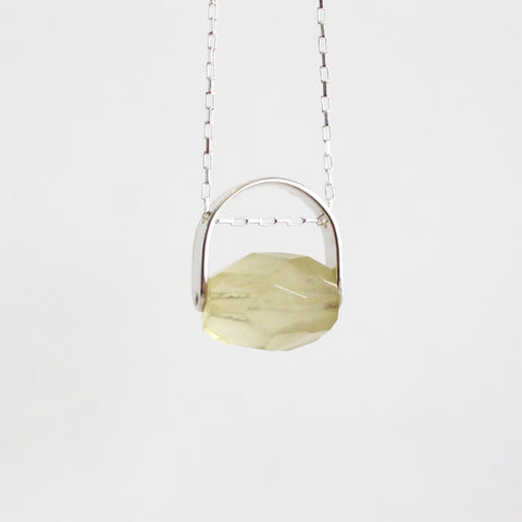 Lemon quartz & silver pendant