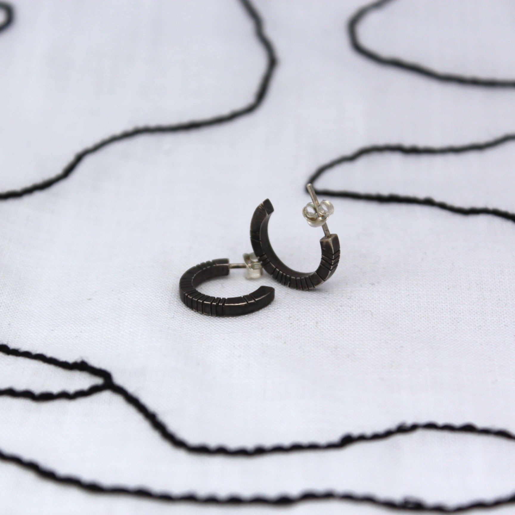 Ogham earrings - oxidised silver