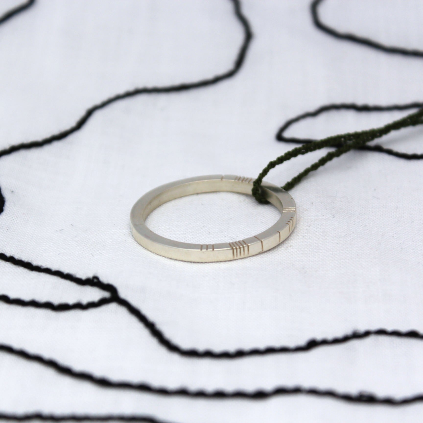 Ogham pendant - brushed silver