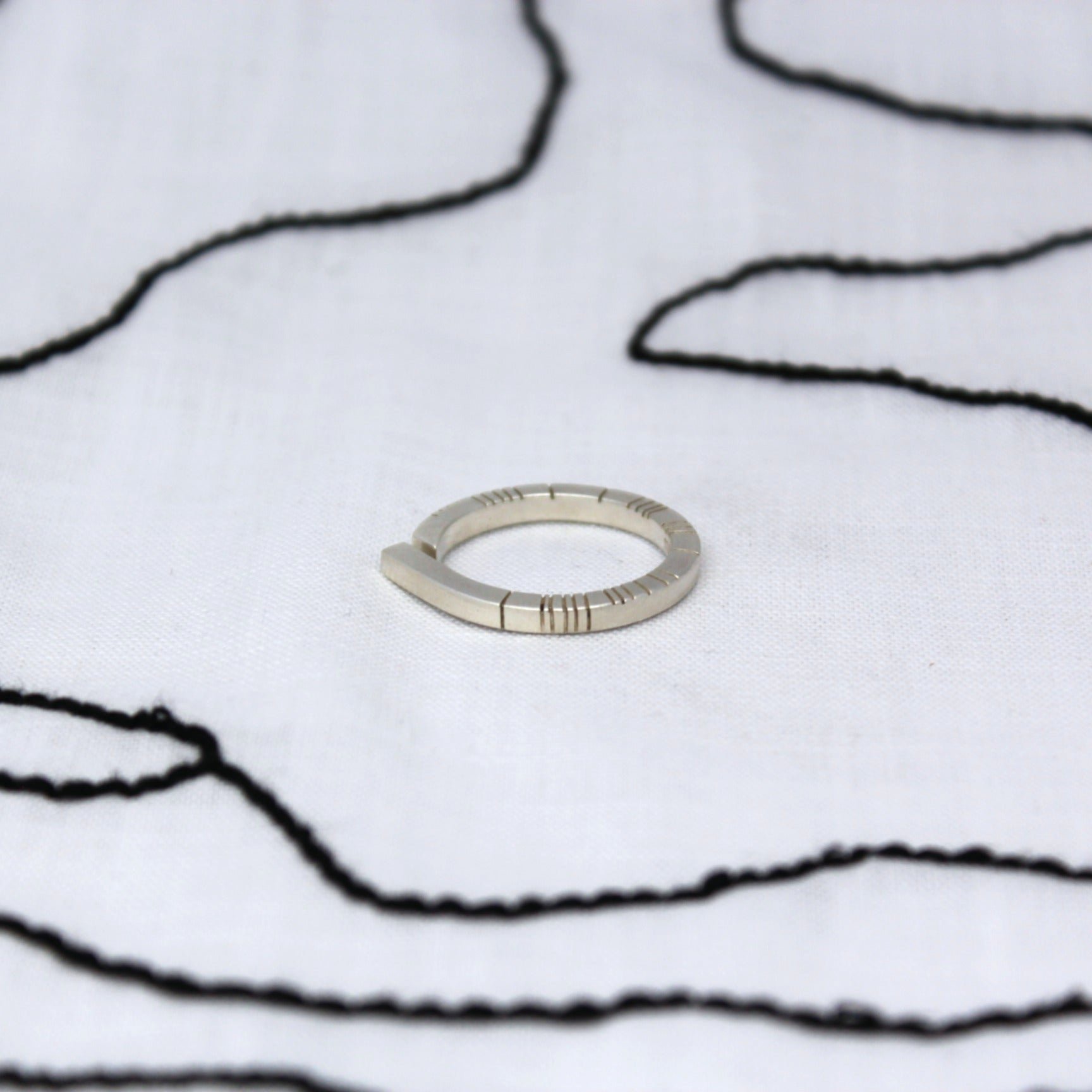 Ogham ring  -brushed silver