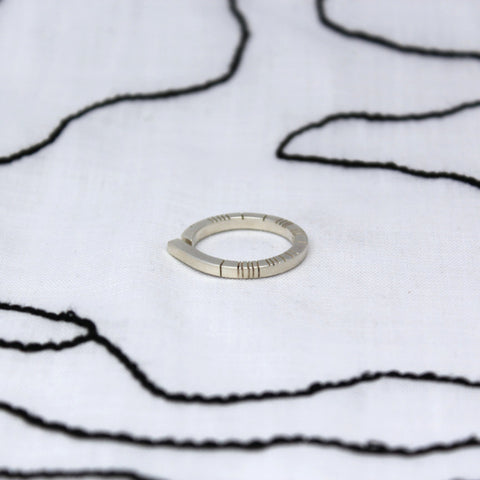 Ogham ring  -brushed silver