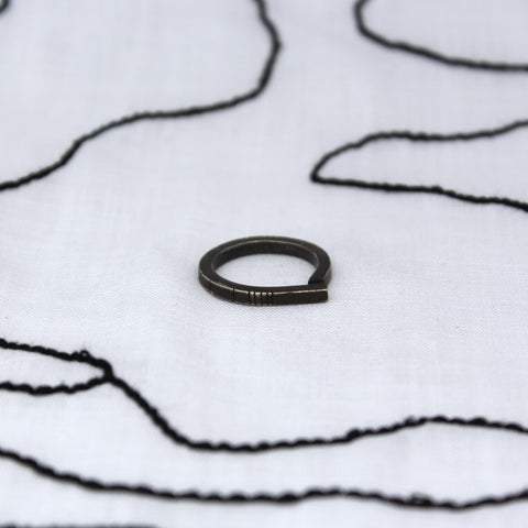 Ogham ring  -oxidised silver