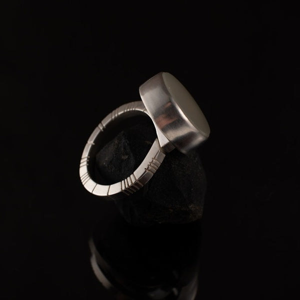 Stone Ogham ring  - Chalcedony
