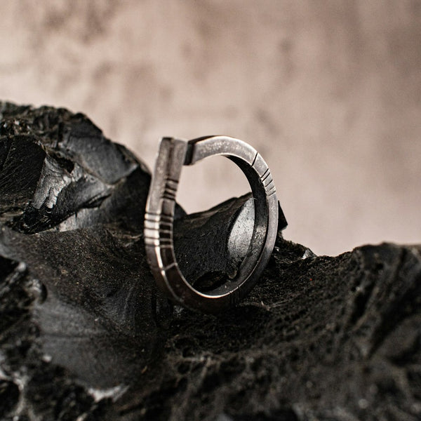Stone Ogham ring  - Chalcedony