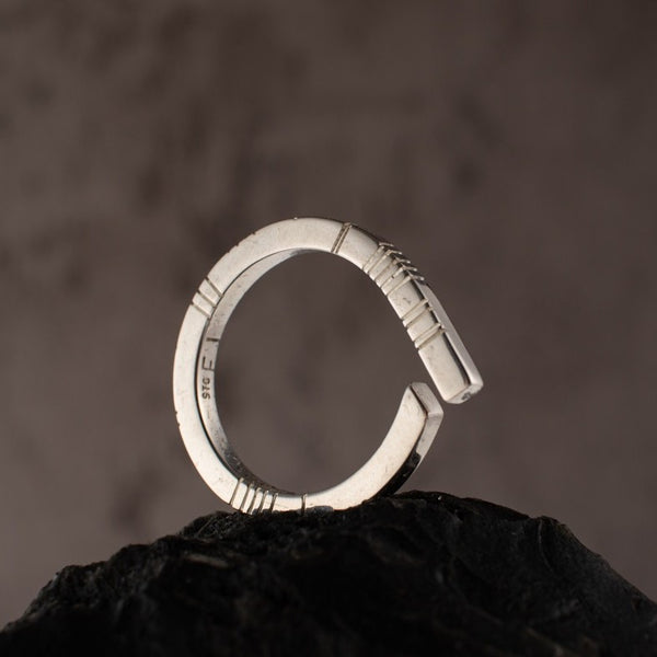 Ogham ring  -brushed silver