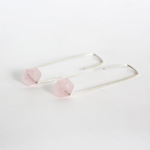 Rose quartz Staple earrings